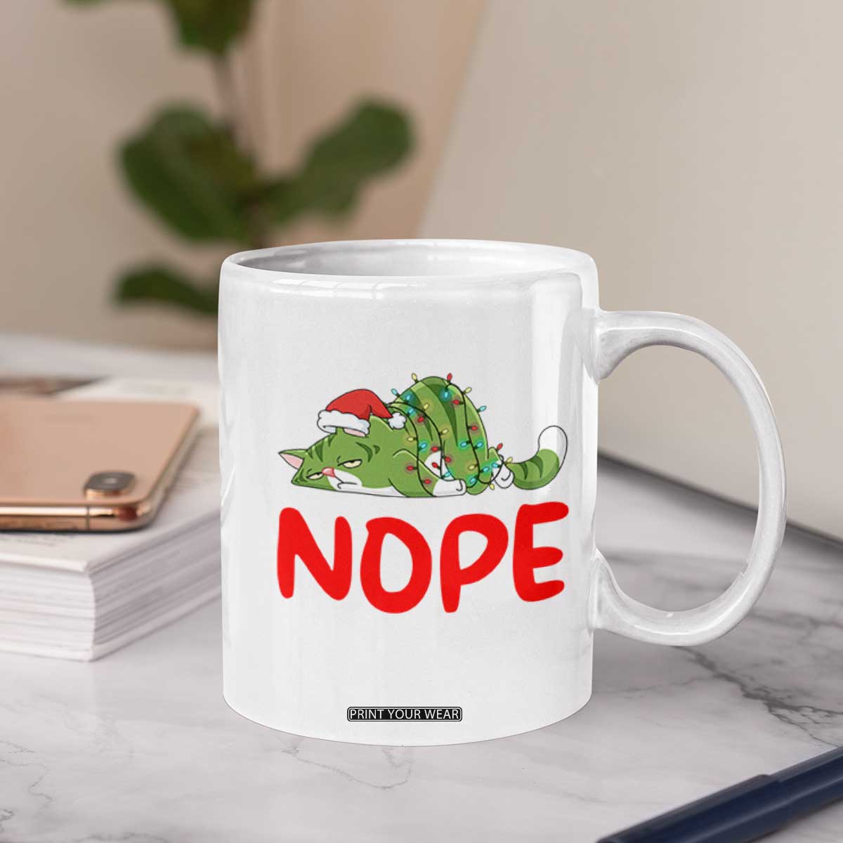 Funny Lazy Cat Christmas Coffee Mug Nope Not Today TS14 Print Your Wear