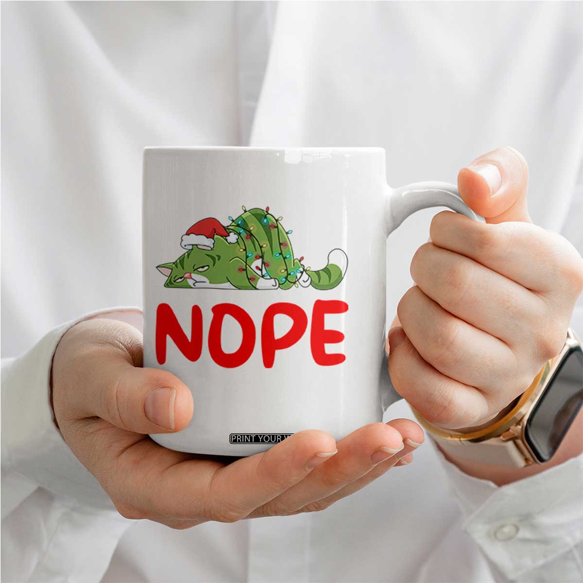 Funny Lazy Cat Christmas Coffee Mug Nope Not Today TS14 Print Your Wear