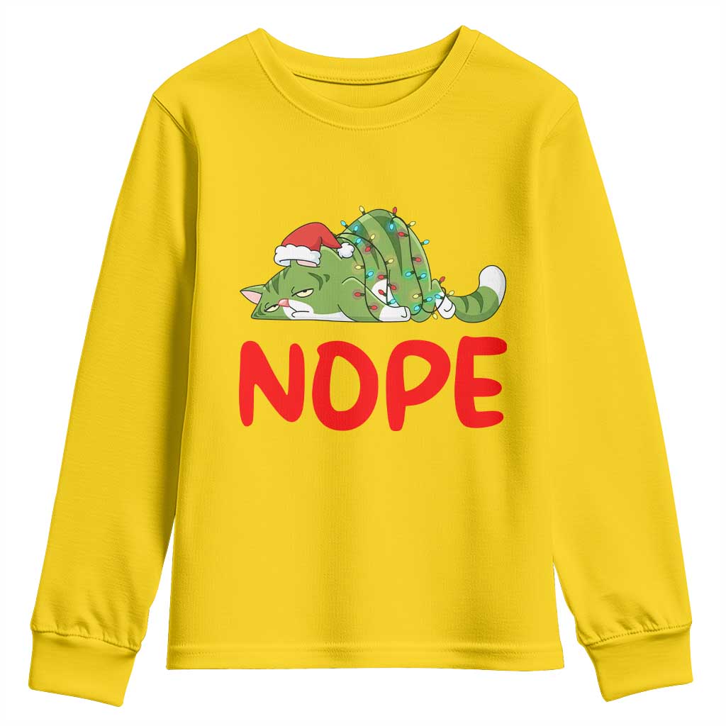 Funny Lazy Cat Christmas Youth Sweatshirt Nope Not Today TS14 Daisy Print Your Wear