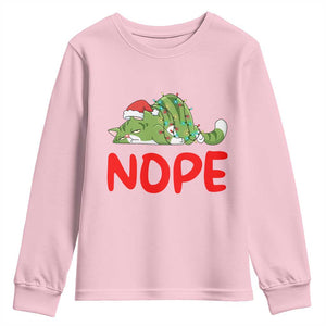 Funny Lazy Cat Christmas Youth Sweatshirt Nope Not Today TS14 Light Pink Print Your Wear