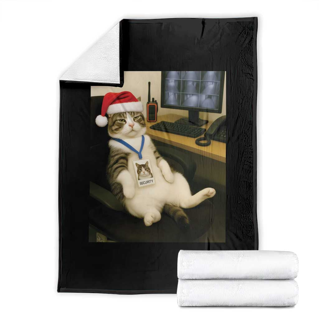 Funny Cat Christmas Throw Blanket Night Time Security Guard TS14 Black Print Your Wear