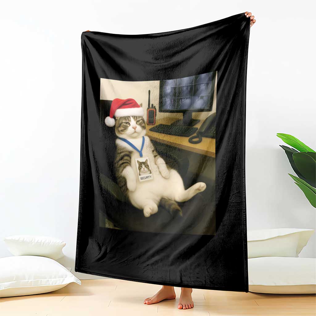 Funny Cat Christmas Throw Blanket Night Time Security Guard TS14 Print Your Wear