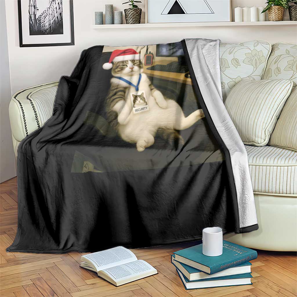 Funny Cat Christmas Throw Blanket Night Time Security Guard TS14 Print Your Wear