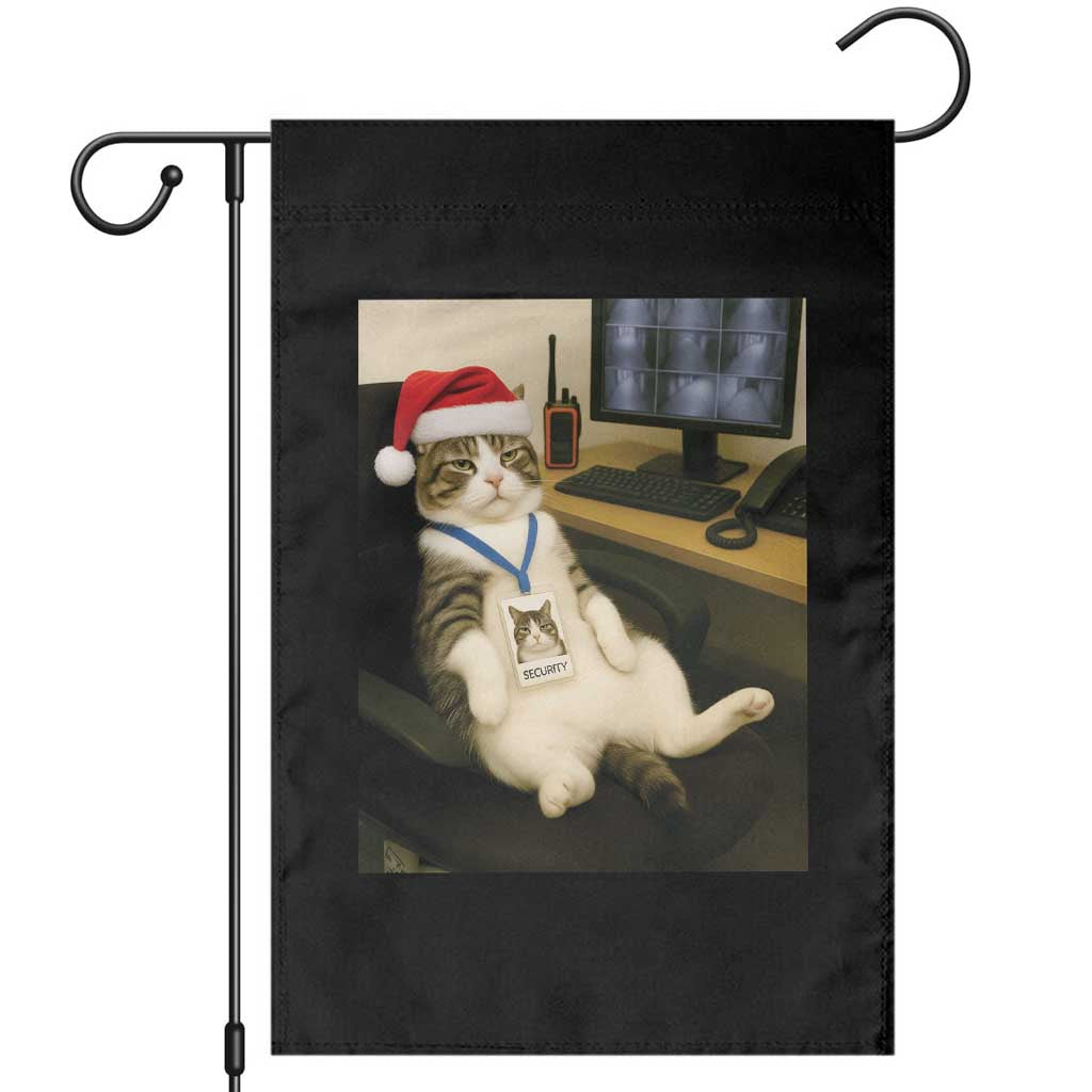 Funny Cat Christmas Garden Flag Night Time Security Guard TS14 Black Print Your Wear