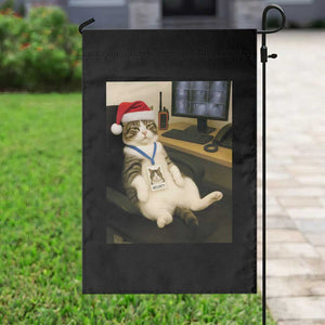 Funny Cat Christmas Garden Flag Night Time Security Guard TS14 Print Your Wear