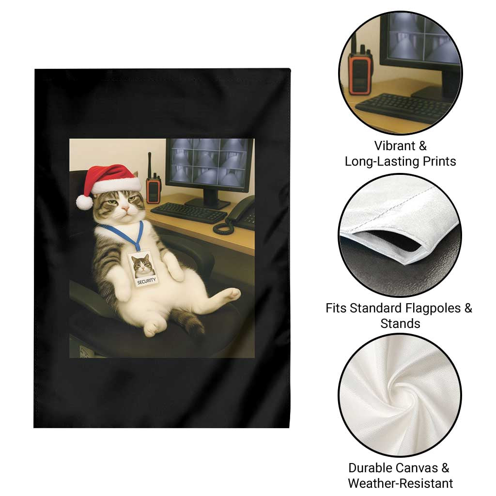 Funny Cat Christmas Garden Flag Night Time Security Guard TS14 Print Your Wear