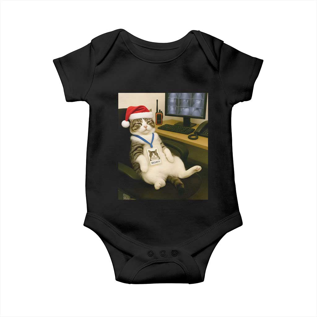Funny Cat Christmas Baby Onesie Night Time Security Guard TS14 Black Print Your Wear
