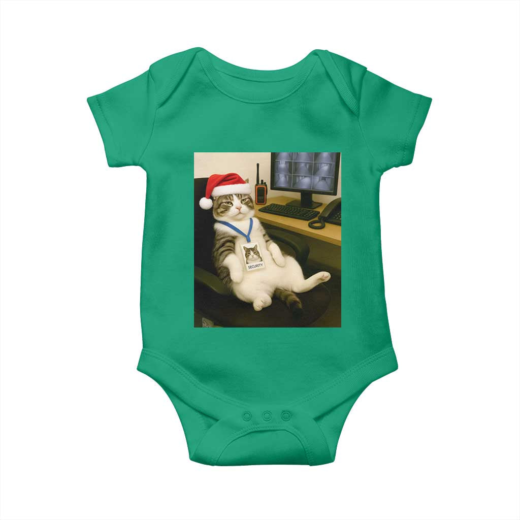 Funny Cat Christmas Baby Onesie Night Time Security Guard TS14 Irish Green Print Your Wear