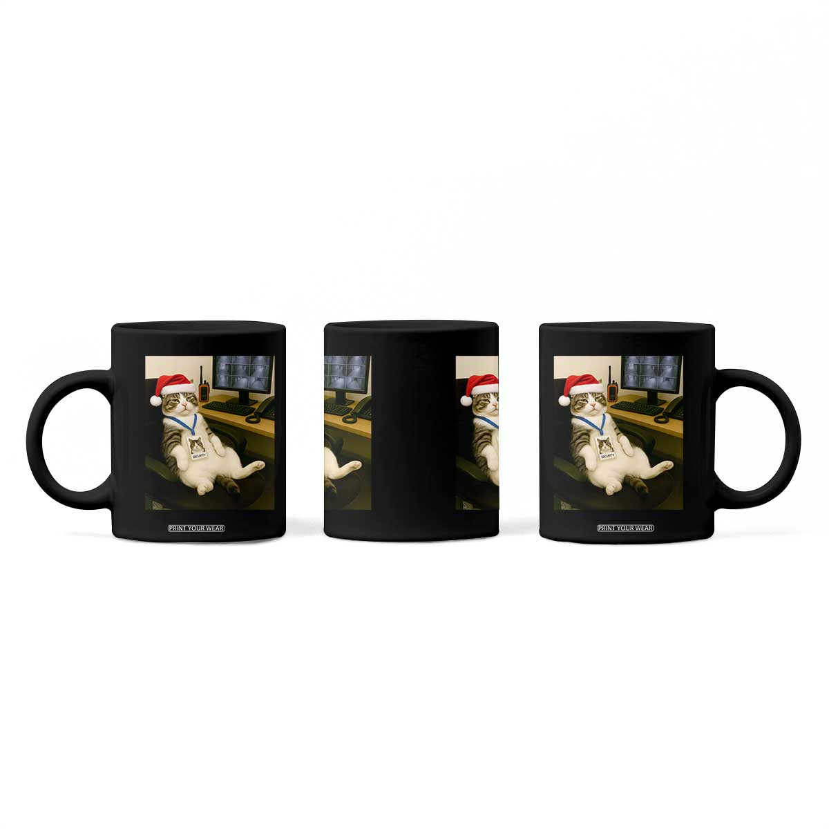 Funny Cat Christmas Coffee Mug Night Time Security Guard TS14 Print Your Wear