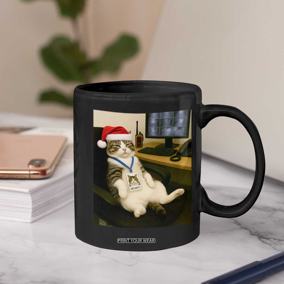 Funny Cat Christmas Coffee Mug Night Time Security Guard TS14 Print Your Wear