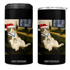 Funny Cat Christmas 4 in 1 Can Cooler Tumbler Night Time Security Guard TS14 One Size: 16 oz Black Print Your Wear