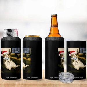 Funny Cat Christmas 4 in 1 Can Cooler Tumbler Night Time Security Guard TS14 Print Your Wear