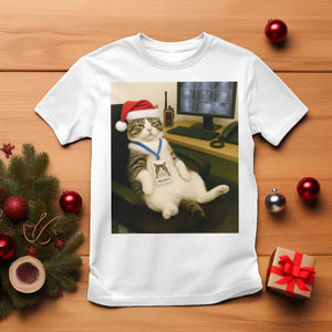 Funny Cat Christmas T Shirt Night Time Security Guard TS14 White Print Your Wear