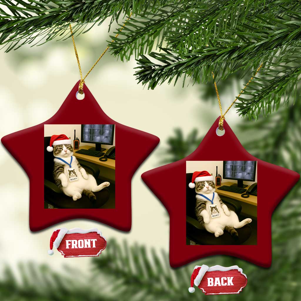 Funny Cat Christmas Ceramic Ornament Night Time Security Guard TS14 Print Your Wear