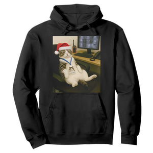 Funny Cat Christmas Hoodie Night Time Security Guard TS14 Black Print Your Wear
