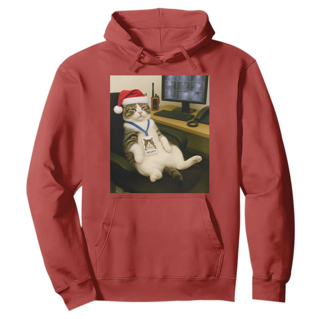 Funny Cat Christmas Hoodie Night Time Security Guard TS14 Red Print Your Wear