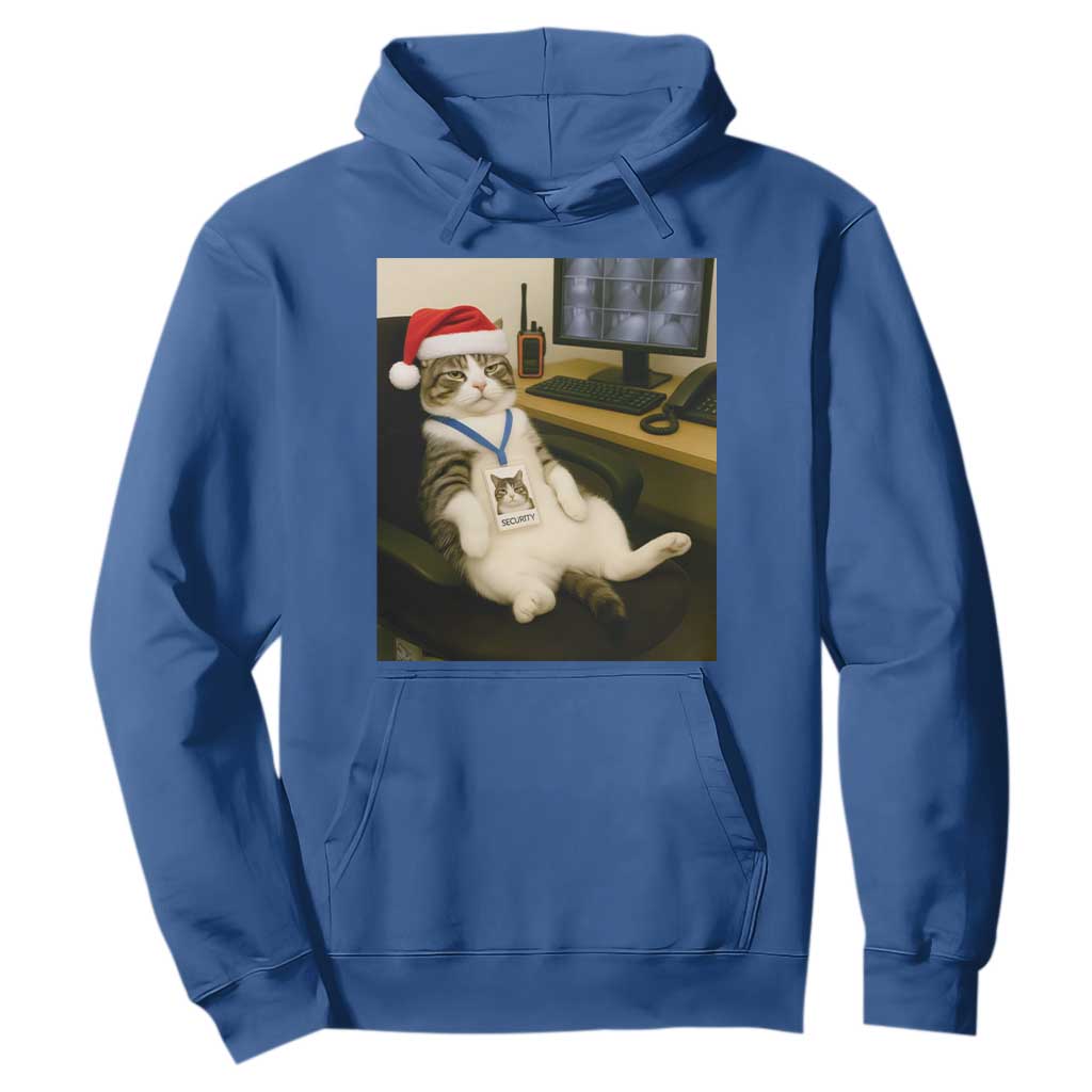 Funny Cat Christmas Hoodie Night Time Security Guard TS14 Royal Blue Print Your Wear