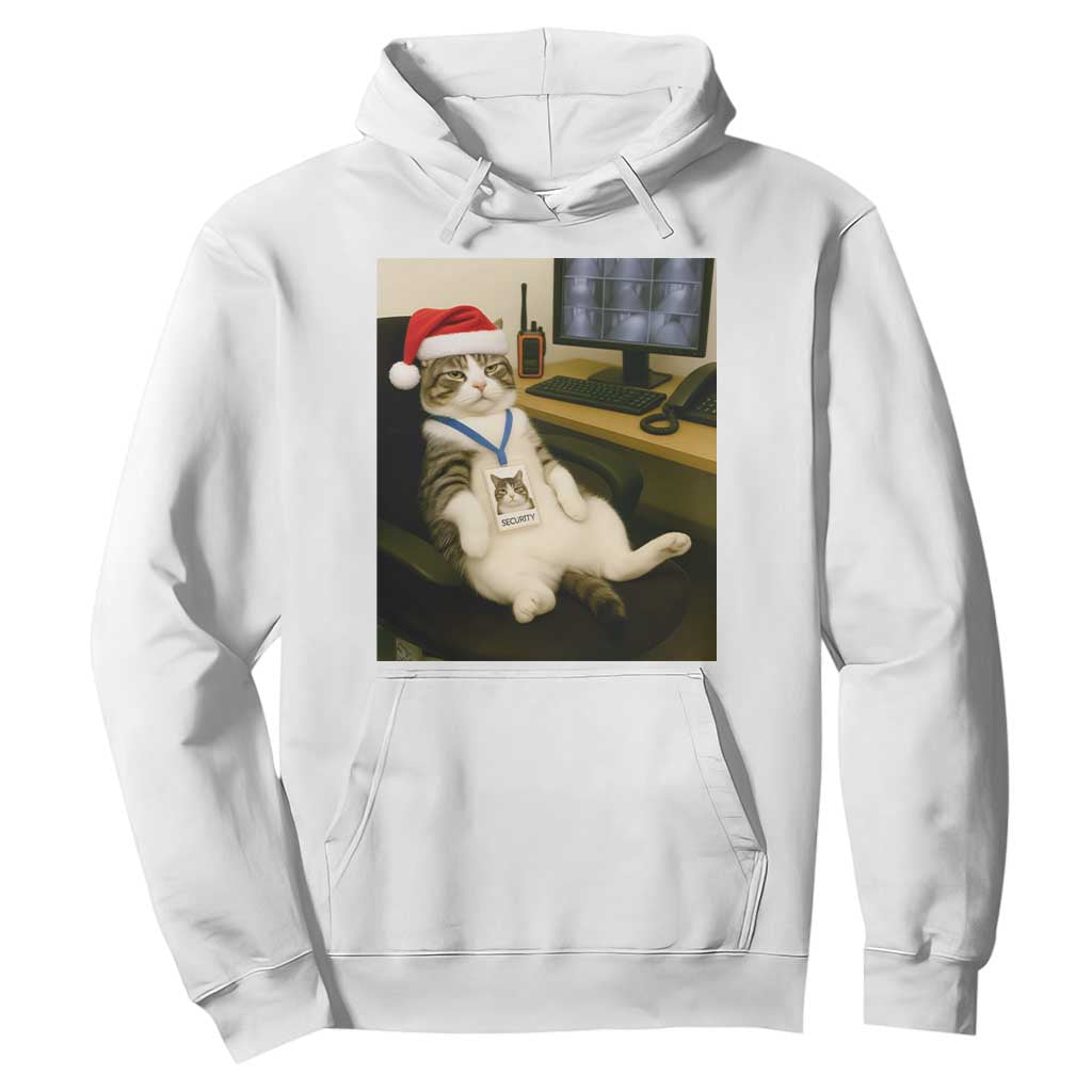 Funny Cat Christmas Hoodie Night Time Security Guard TS14 White Print Your Wear