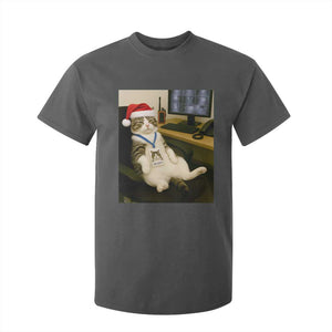 Funny Cat Christmas T Shirt For Kid Night Time Security Guard TS14 Dark Heather Print Your Wear