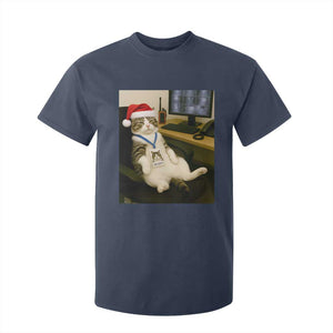 Funny Cat Christmas T Shirt For Kid Night Time Security Guard TS14 Navy Print Your Wear