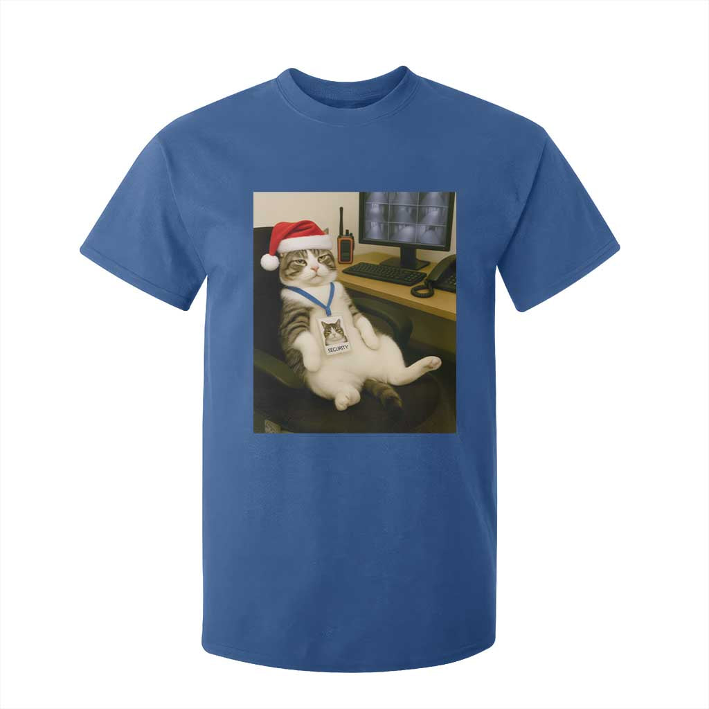 Funny Cat Christmas T Shirt For Kid Night Time Security Guard TS14 Royal Blue Print Your Wear