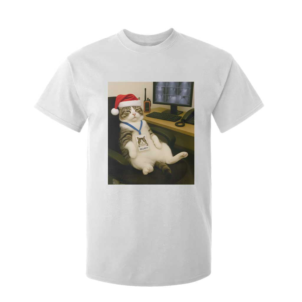 Funny Cat Christmas T Shirt For Kid Night Time Security Guard TS14 White Print Your Wear