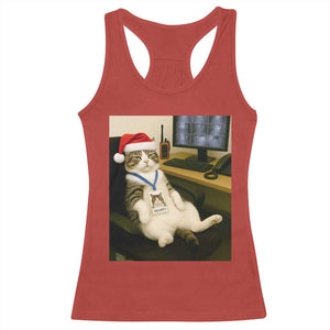 Funny Cat Christmas Racerback Tank Top Night Time Security Guard TS14 Red Print Your Wear