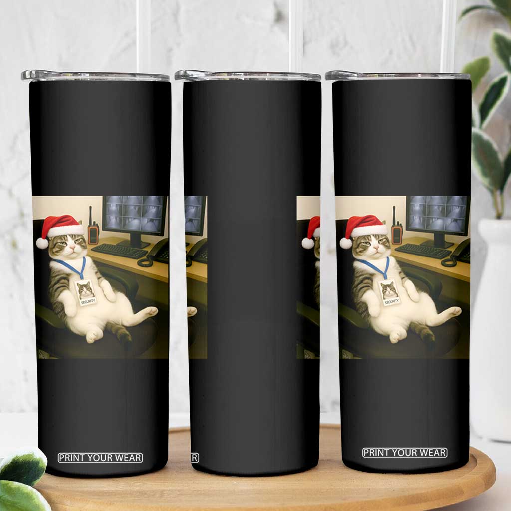 Funny Cat Christmas Skinny Tumbler Night Time Security Guard TS14 Print Your Wear