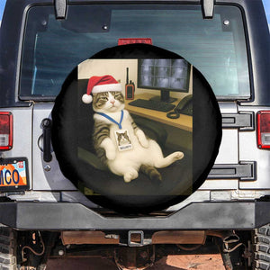 Funny Cat Christmas Spare Tire Cover Night Time Security Guard TS14 No hole Black Print Your Wear