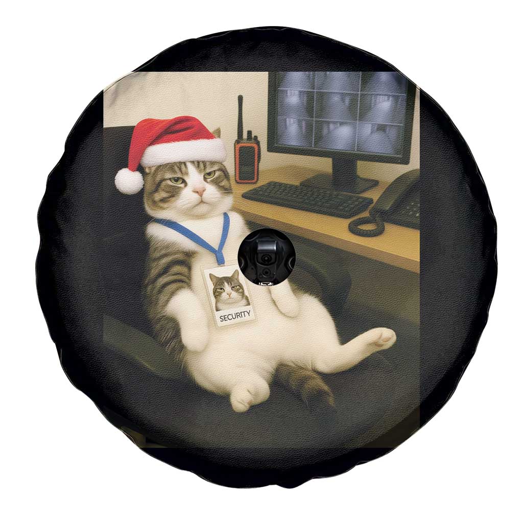 Funny Cat Christmas Spare Tire Cover Night Time Security Guard - Print Your Wear