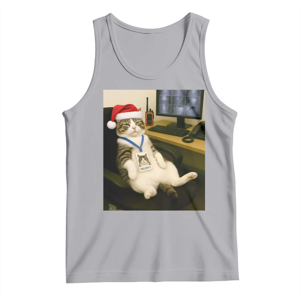 Funny Cat Christmas Tank Top Night Time Security Guard TS14 Athletic Heather Print Your Wear
