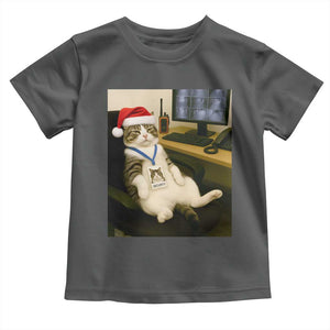 Funny Cat Christmas Toddler T Shirt Night Time Security Guard TS14 Dark Heather Print Your Wear
