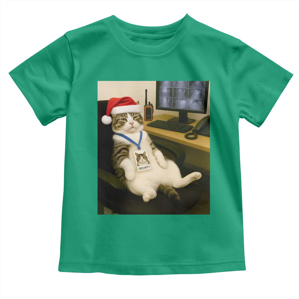 Funny Cat Christmas Toddler T Shirt Night Time Security Guard TS14 Irish Green Print Your Wear