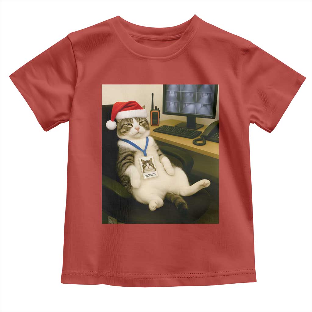 Funny Cat Christmas Toddler T Shirt Night Time Security Guard TS14 Red Print Your Wear
