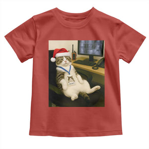 Funny Cat Christmas Toddler T Shirt Night Time Security Guard TS14 Red Print Your Wear