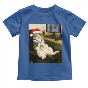 Funny Cat Christmas Toddler T Shirt Night Time Security Guard TS14 Royal Blue Print Your Wear