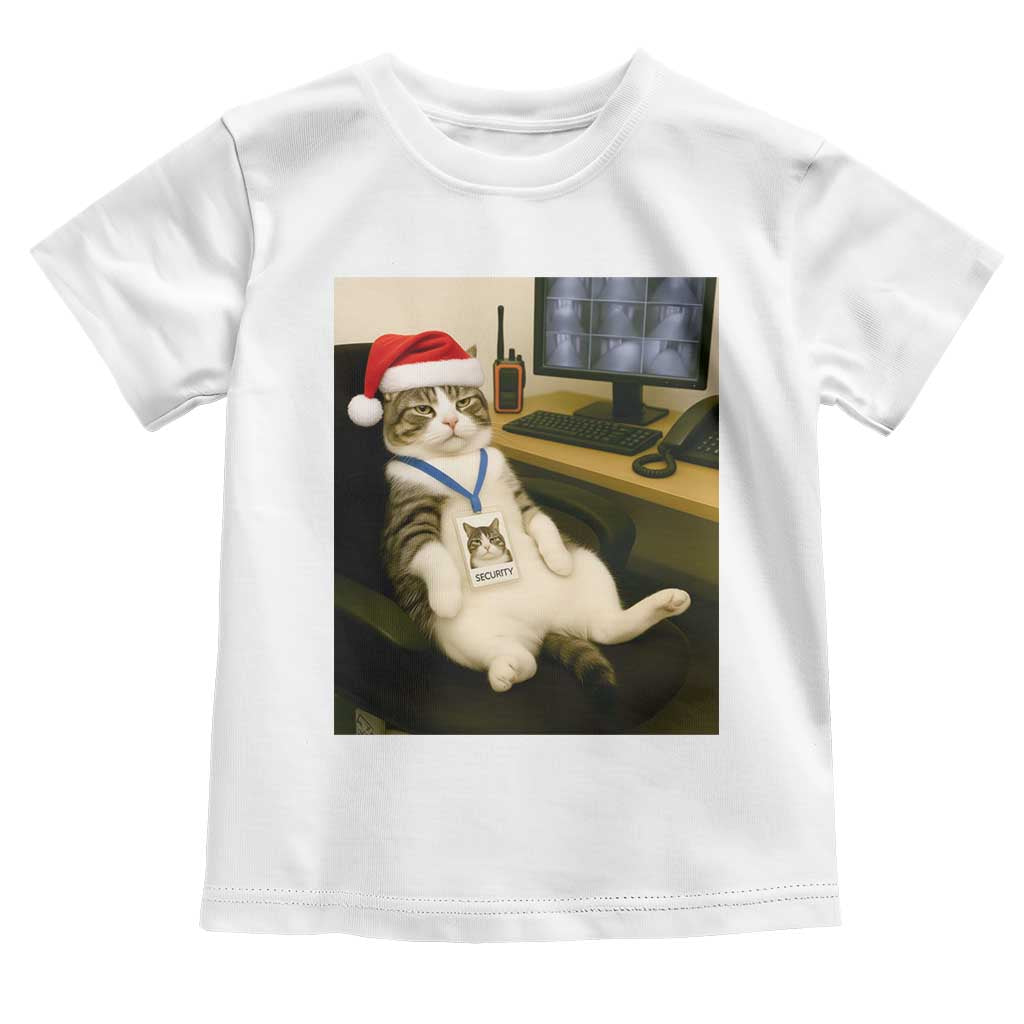 Funny Cat Christmas Toddler T Shirt Night Time Security Guard TS14 White Print Your Wear