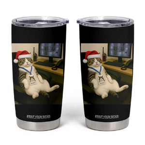 Funny Cat Christmas Tumbler Cup Night Time Security Guard TS14 Black Print Your Wear