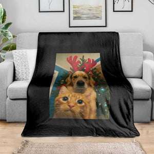 Funny Cat With Dog Selfie Christmas Throw Blanket Pet Lover Xmas Gift TS14 Print Your Wear