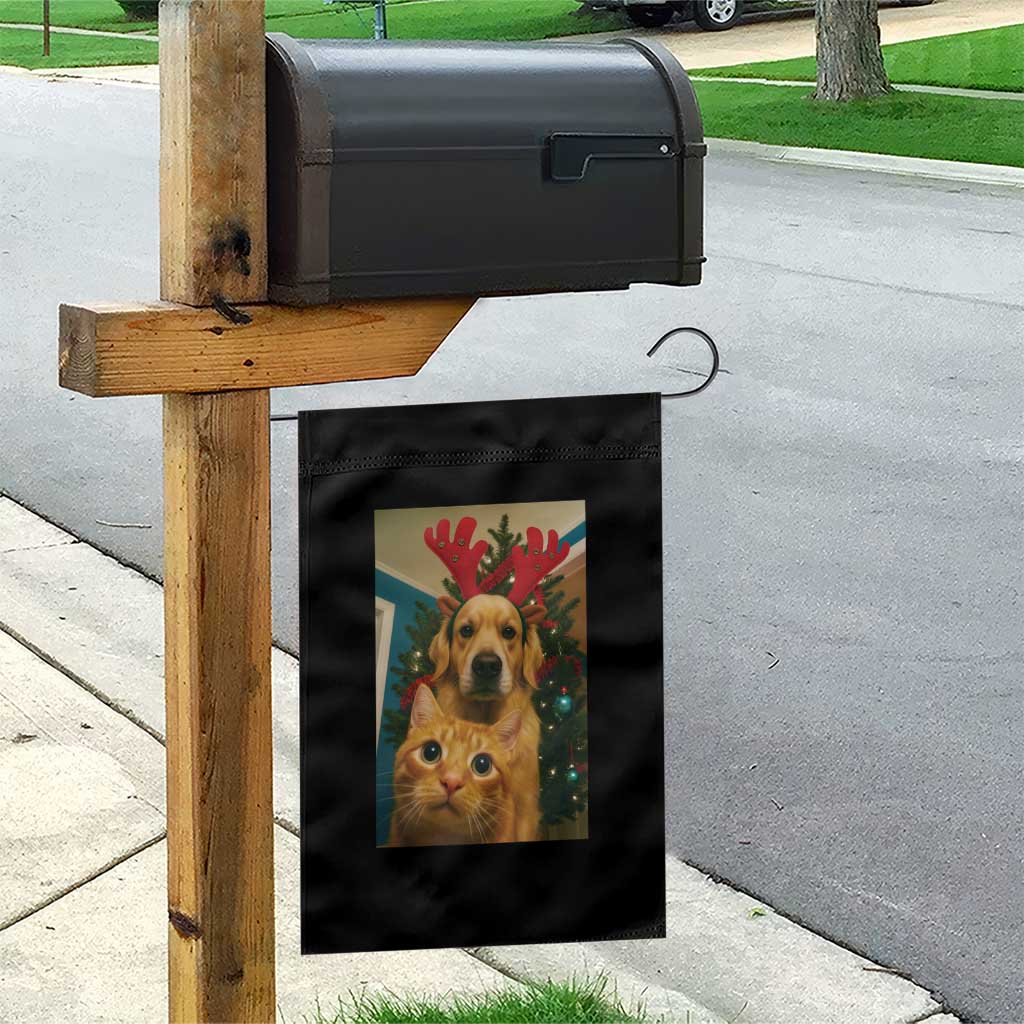 Funny Cat With Dog Selfie Christmas Garden Flag Pet Lover Xmas Gift TS14 Print Your Wear