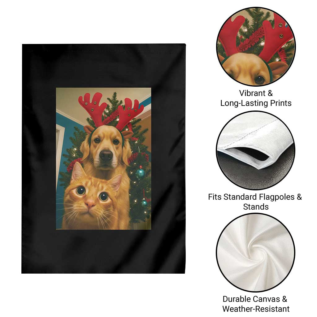 Funny Cat With Dog Selfie Christmas Garden Flag Pet Lover Xmas Gift TS14 Print Your Wear