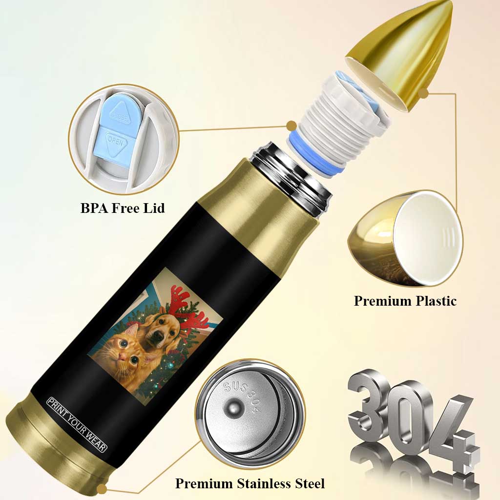 Funny Cat With Dog Selfie Christmas Bullet Tumbler Pet Lover Xmas Gift TS14 Print Your Wear