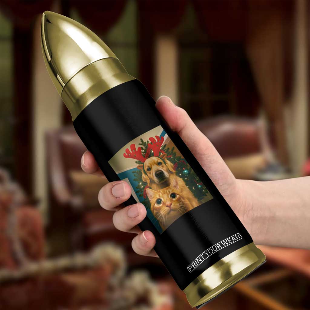 Funny Cat With Dog Selfie Christmas Bullet Tumbler Pet Lover Xmas Gift TS14 Print Your Wear