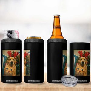 Funny Cat With Dog Selfie Christmas 4 in 1 Can Cooler Tumbler Pet Lover Xmas Gift TS14 Print Your Wear