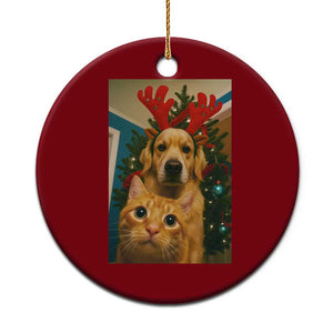 Funny Cat With Dog Selfie Christmas Ceramic Ornament Pet Lover Xmas Gift TS14 1pc Red Print Your Wear