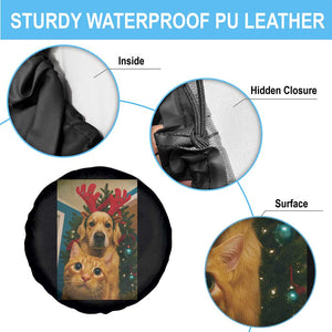 Funny Cat With Dog Selfie Christmas Spare Tire Cover Pet Lover Xmas Gift TS14 Print Your Wear