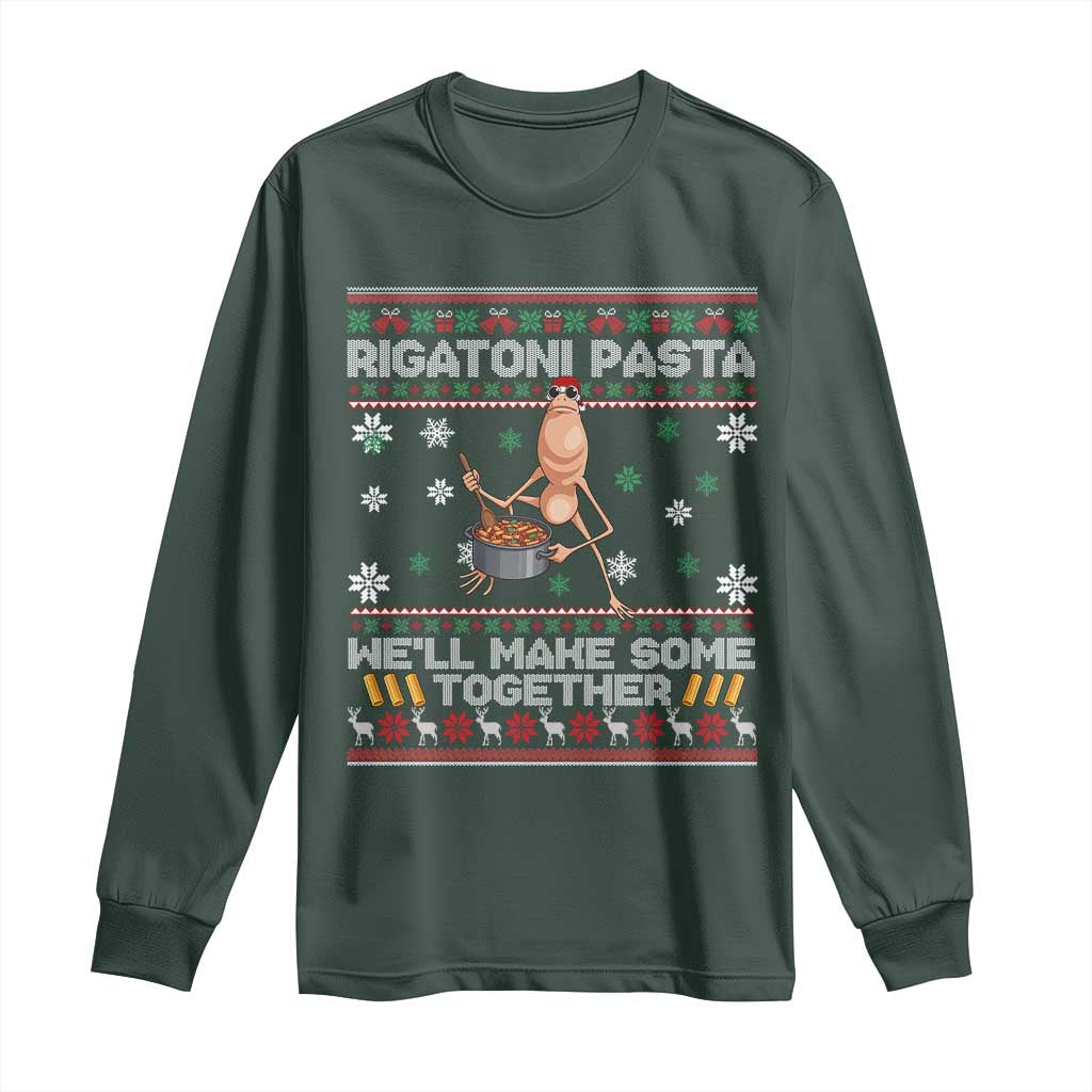 Marcus The Worm Christmas Meme Long Sleeve Shirt Rigatoni Pasta We Will Make Some Together TS14 Dark Forest Green Print Your Wear