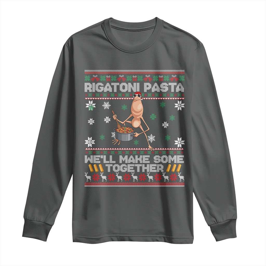Marcus The Worm Christmas Meme Long Sleeve Shirt Rigatoni Pasta We Will Make Some Together TS14 Dark Heather Print Your Wear