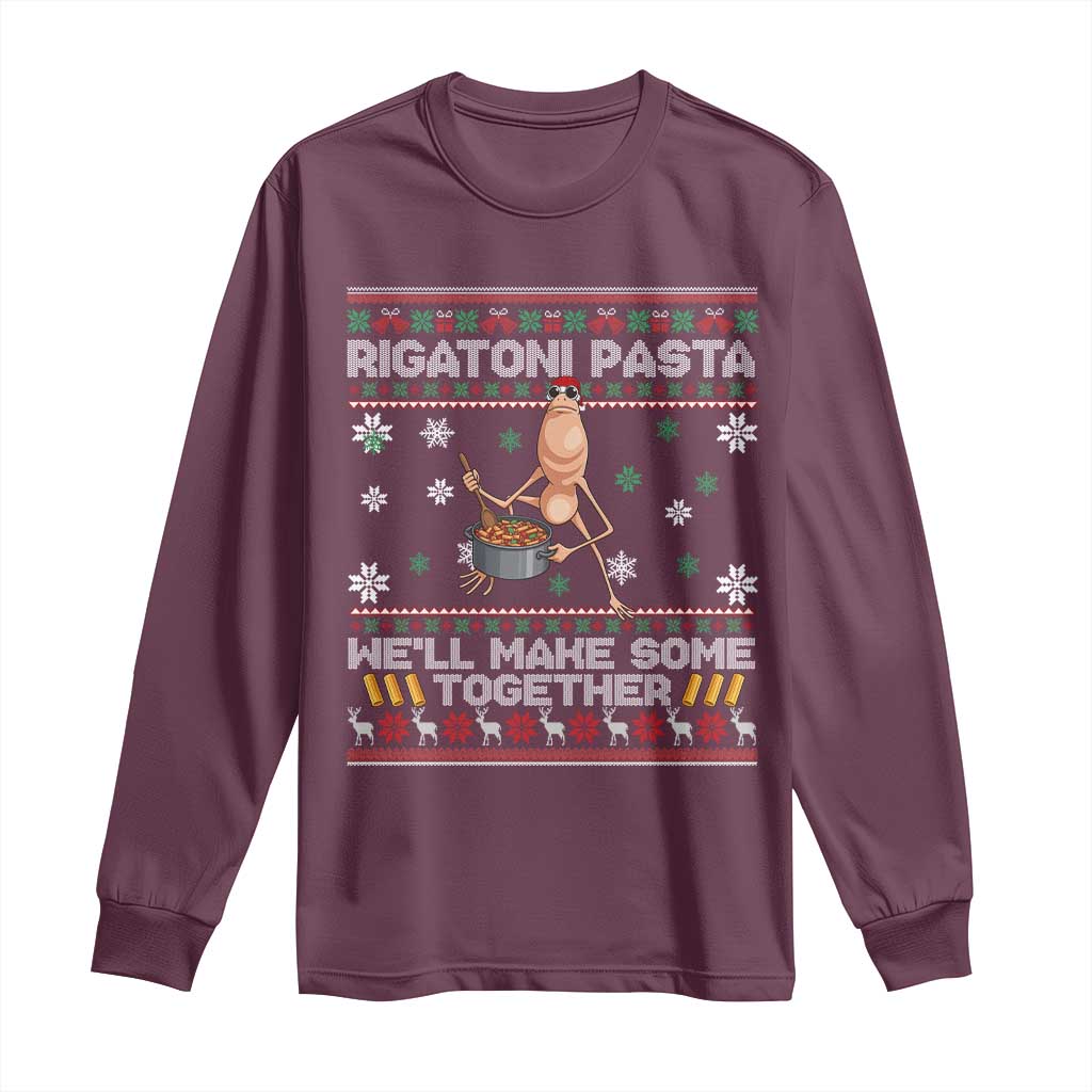 Marcus The Worm Christmas Meme Long Sleeve Shirt Rigatoni Pasta We Will Make Some Together TS14 Maroon Print Your Wear