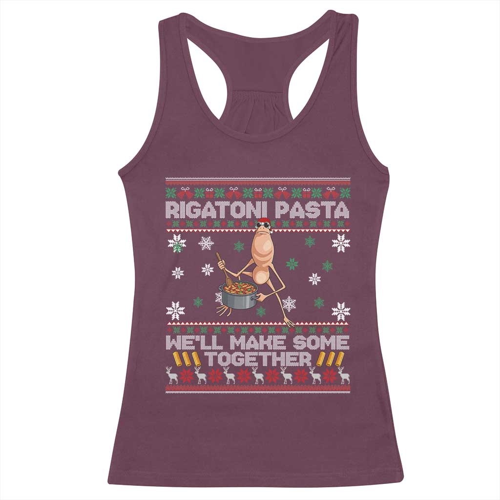 Marcus The Worm Christmas Meme Racerback Tank Top Rigatoni Pasta We Will Make Some Together TS14 Maroon Print Your Wear